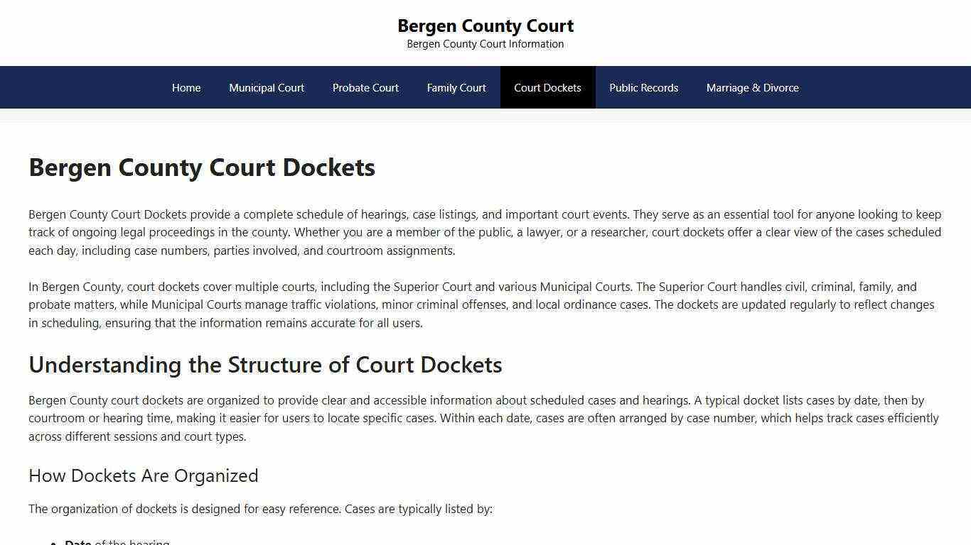 Bergen County Court Dockets