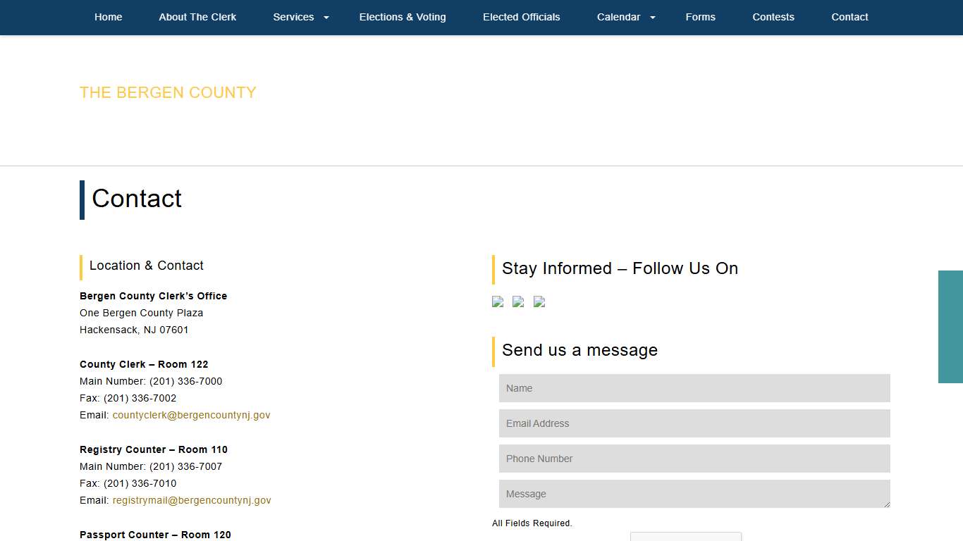 Bergen County Clerk - Contact